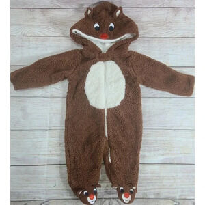 Rudolph The Red Nosed Reindeer Outfit Infant 6 Months Brown Zip Front Christmas